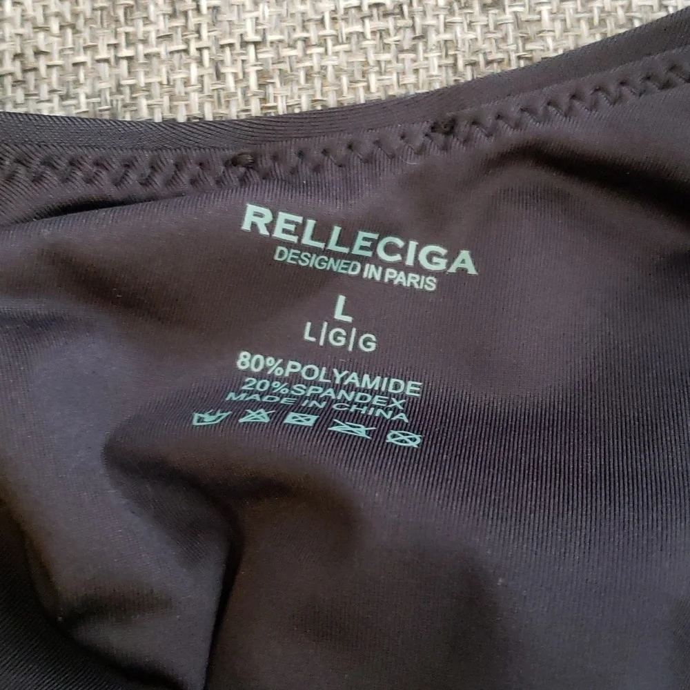 RELLECIGA One Piece Thong Swimsuit in Black Size Large